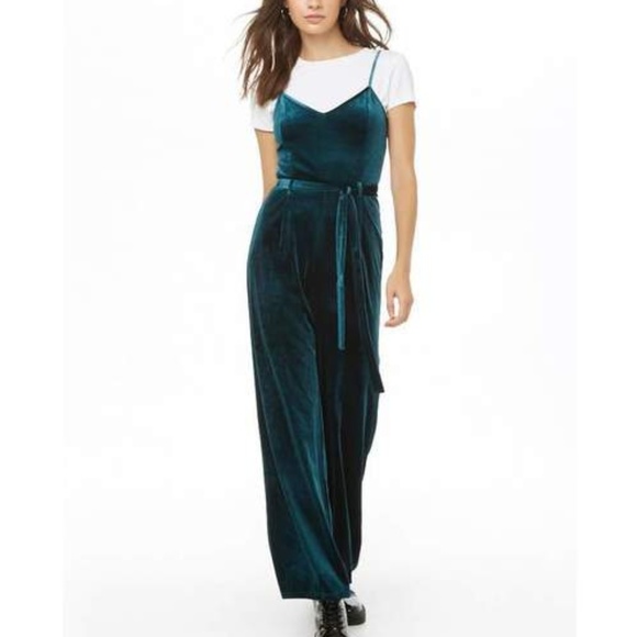 Forever 21 Pants - Velvet Belted Palazzo Jumpsuit